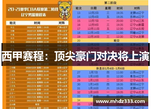 西甲赛程：顶尖豪门对决将上演